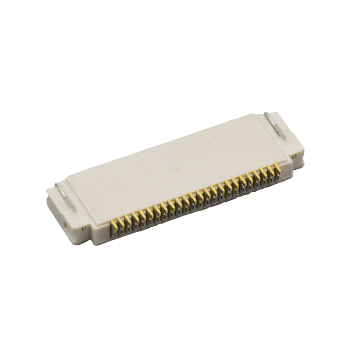 Pitch 0.50mm 90°H2.00mm 前掀盖下接触带蝴蝶扣卧贴 FPC
 24pin 本色 镀半金1U",镍